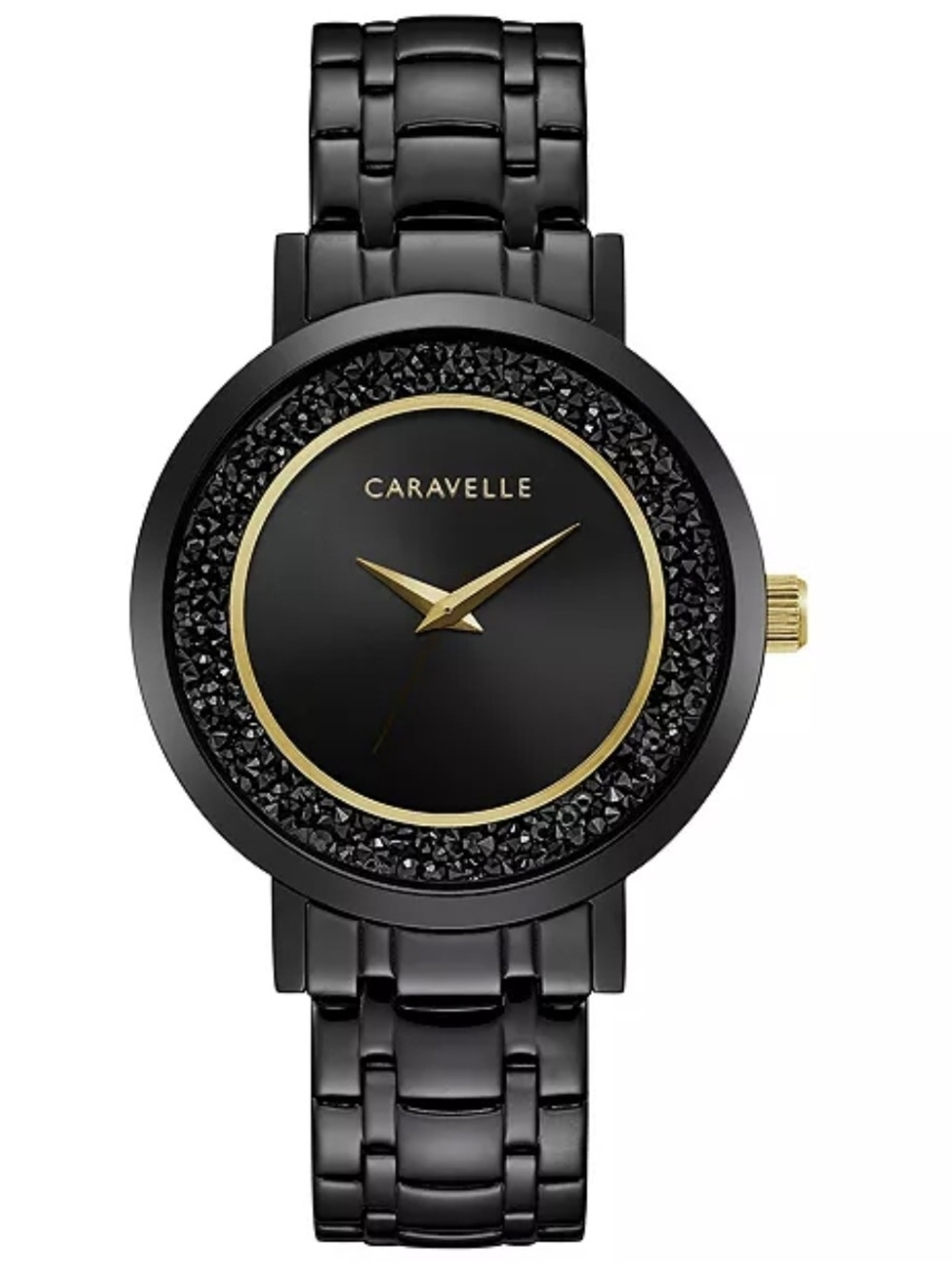 Caravelle By Bulova Black and Gold Glam Bracelet Watch